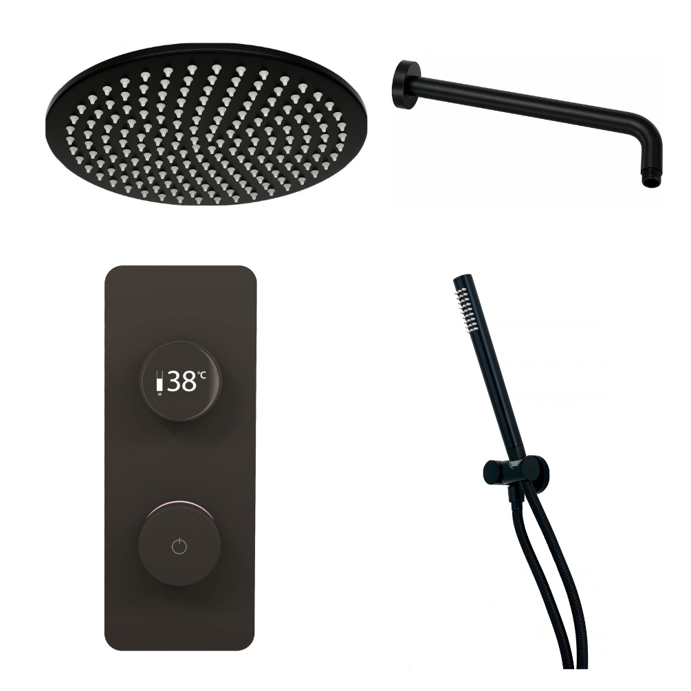 Ted Togo Matt Black Square Valve Wall Arm Cut Out
