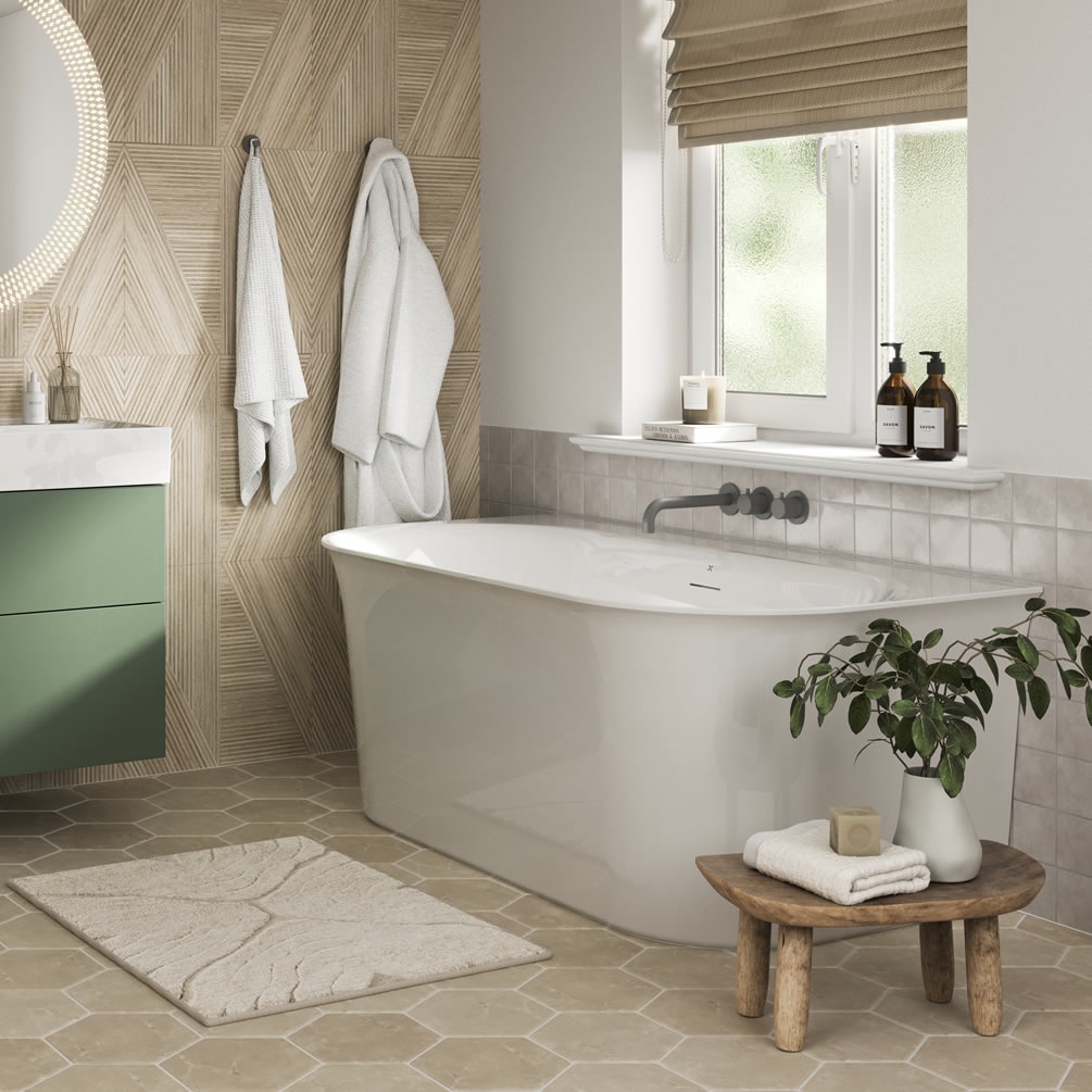 Crosswater Cursa Petite Back To Wall 1500mm Freestanding Bath - Lifestyle Image 1