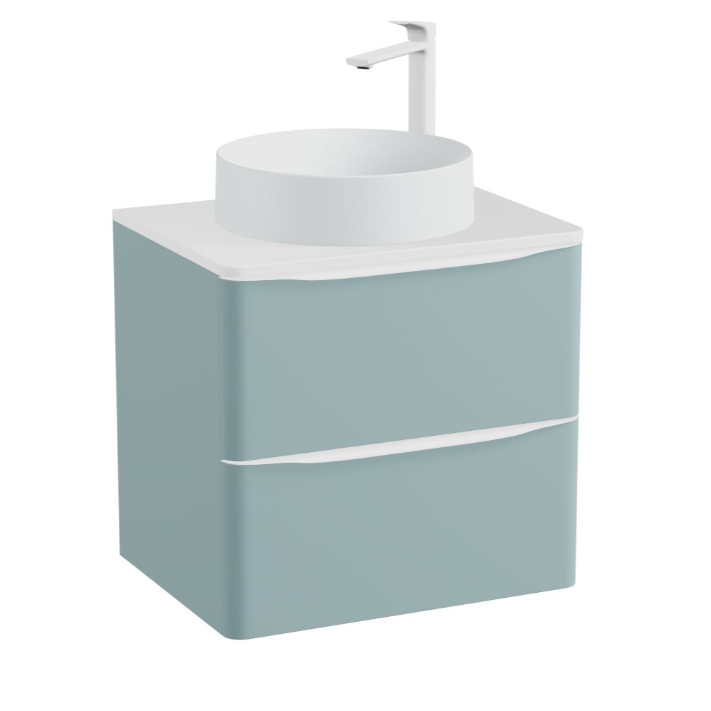 Vado Cameo 600mm Cove Blue Wall Hung Vanity Unit With Worktop & Arctic White Basin