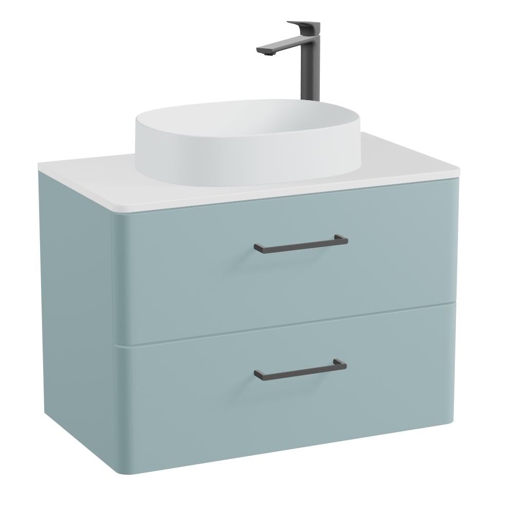 Vado Cameo 800mm Arctic White Wall Hung 2 Drawer Vanity Unit, Worktop & Arctic Oval Basin
