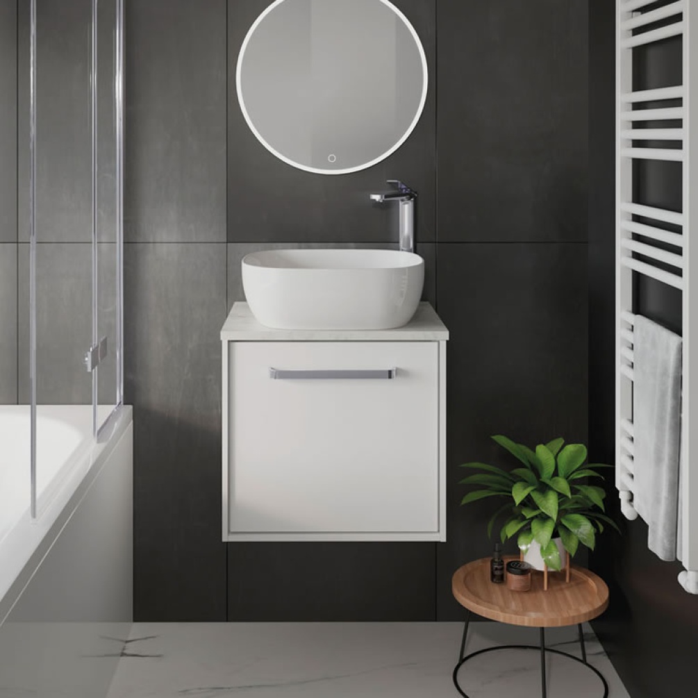Lifestyle image of Crosswater Infinity 500mm Matt White Vanity Unit & Worktop