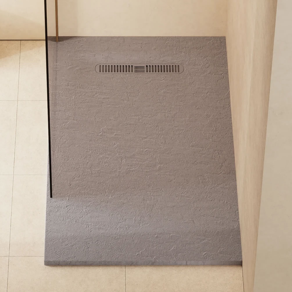 Lifestyle image of Crosswater Vito 1400mm x 800mm Light Grey Anti-Slip Rectangular Shower Tray