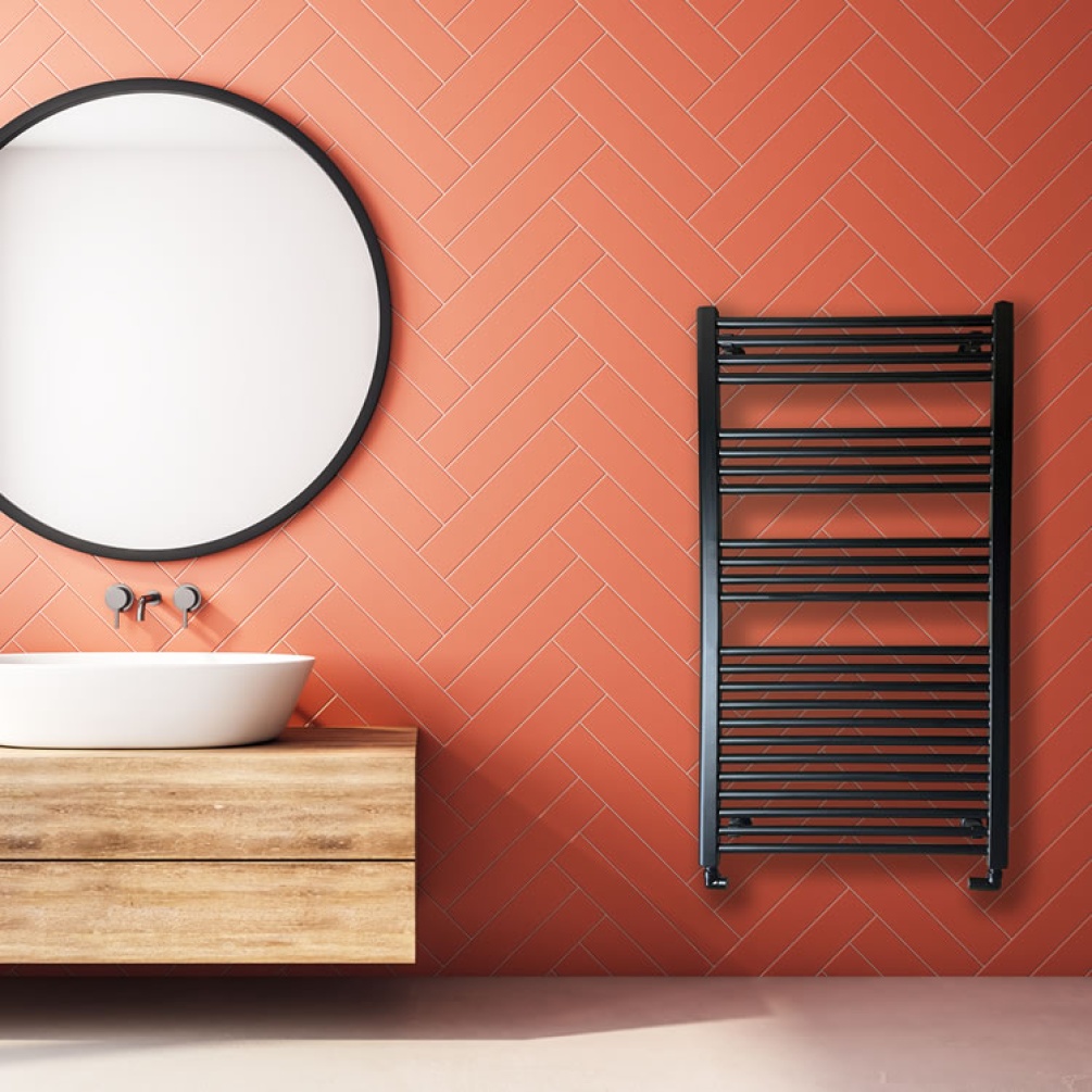 Lifestyle image of Radox Tinto Matt Black Electric Towel Radiator
