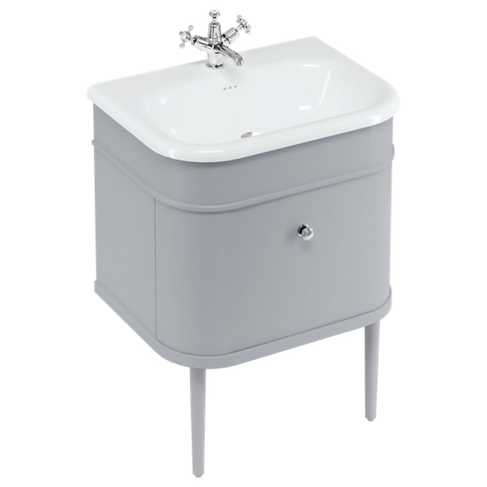 Burlington 650mm Grey Vanity Unit With Natural Stone Basin & Grey Legs