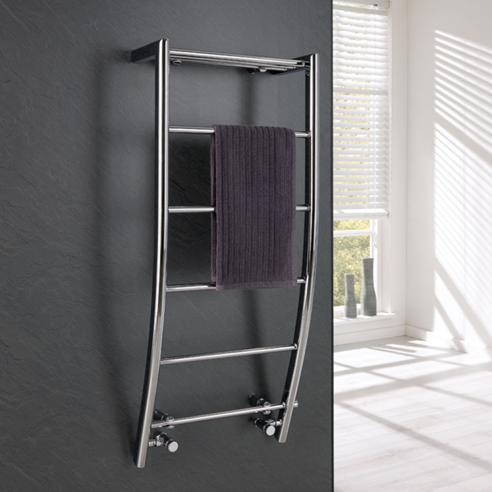Lifestyle Photo of Eastbrook Biava Corinium Curved Heated Towel Rail - Chrome