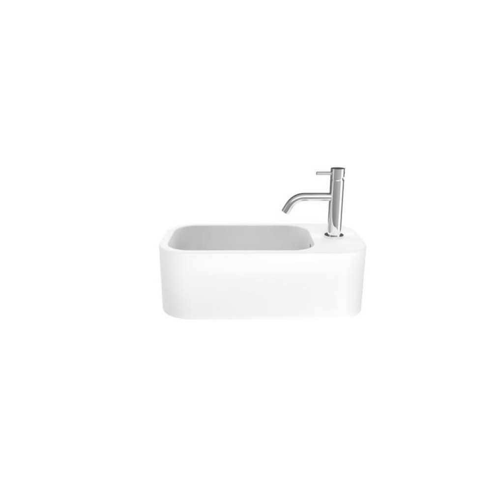 Cutout image of Crosswater Popolo Matt White Wall Hung Cloakroom Basin Right Hand