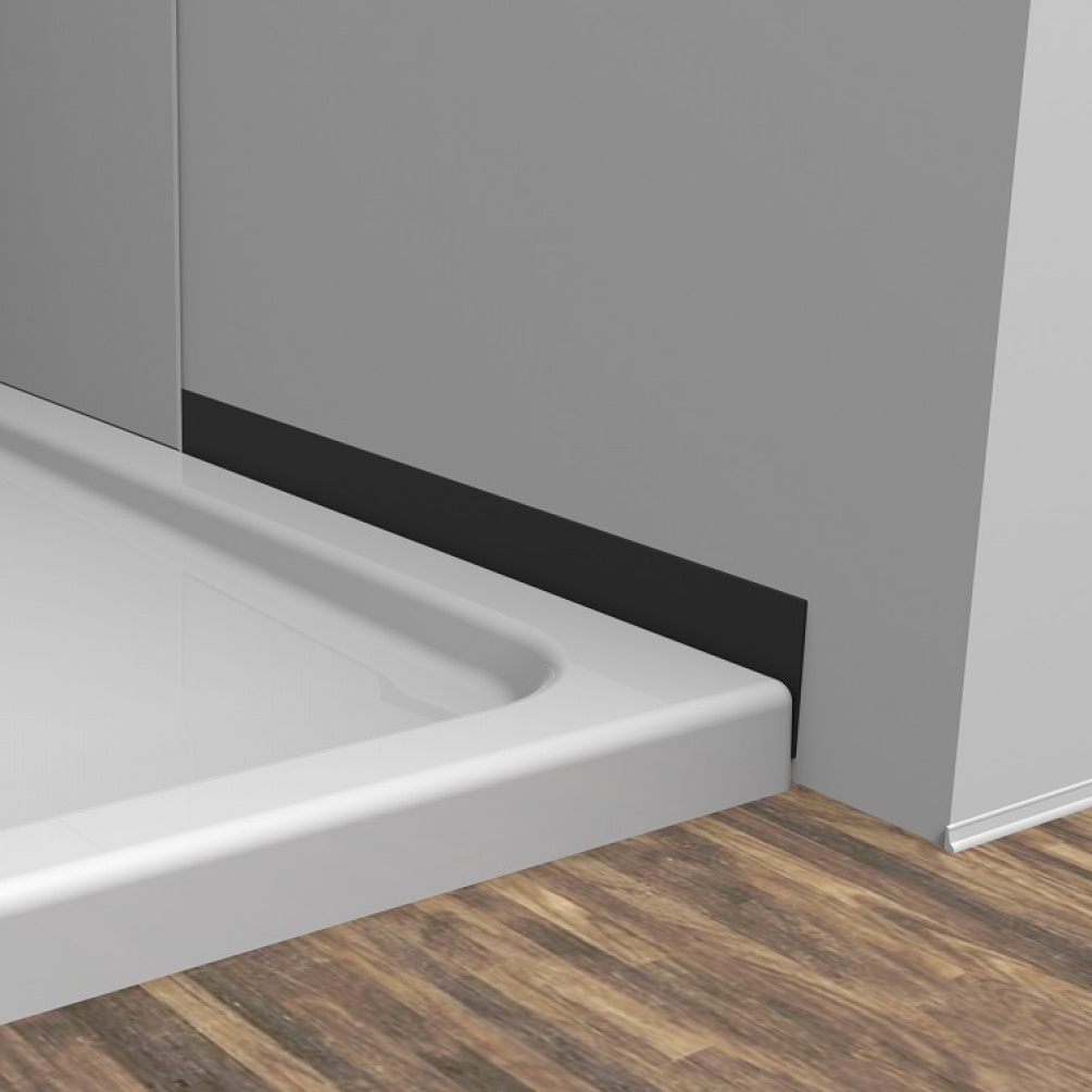 Product lifestyle image of Kudos Shower Tray Flexi Seal fitted behind shower tray