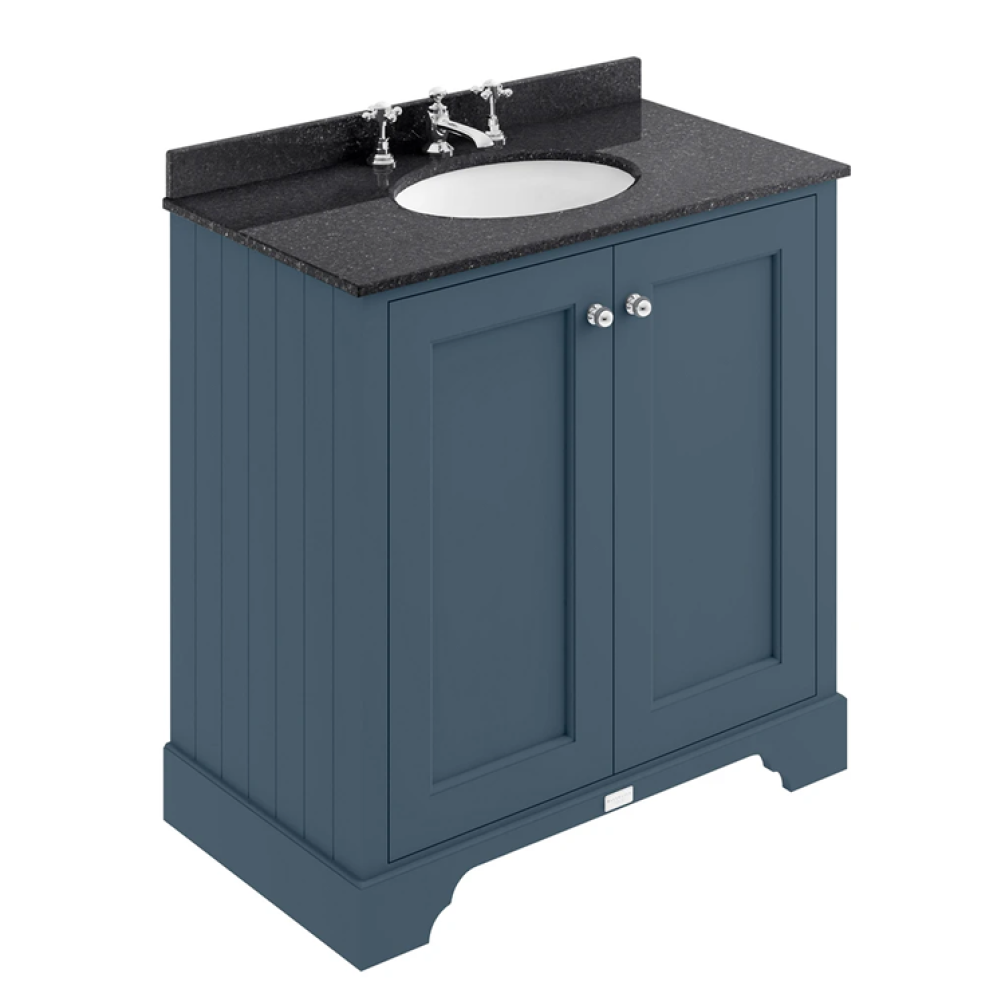 Photo of Bayswater Stiffkey Blue 800mm 2 Door Vanity Unit & Black Worktop