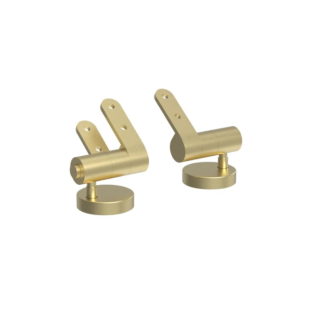 product cut out image of Tavistock Vitoria Matt Pebble Grey Toilet Seat Brushed Brass Seat Hinges DC4025