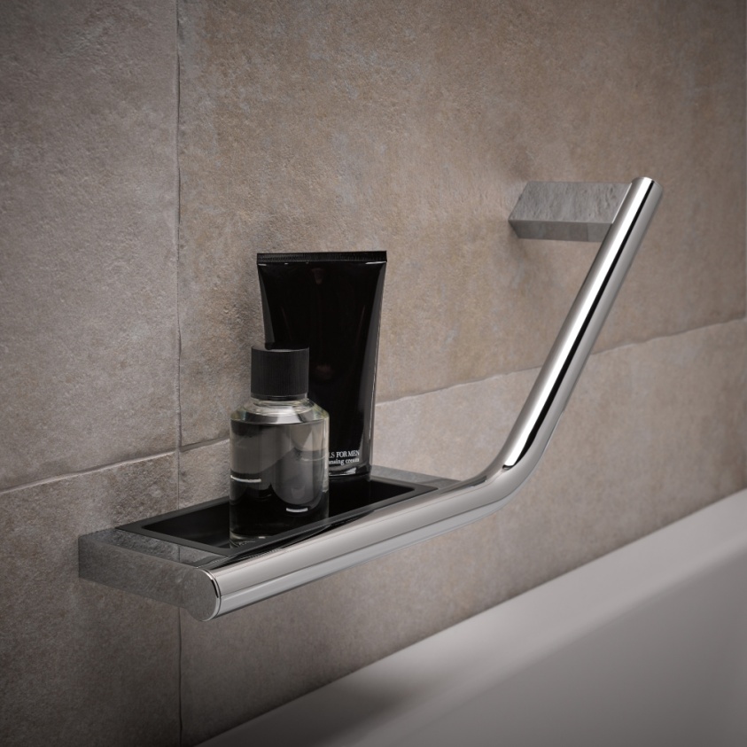 Keuco Plan Angled Grab Rail with Soap Dish | Sanctuary Bathrooms