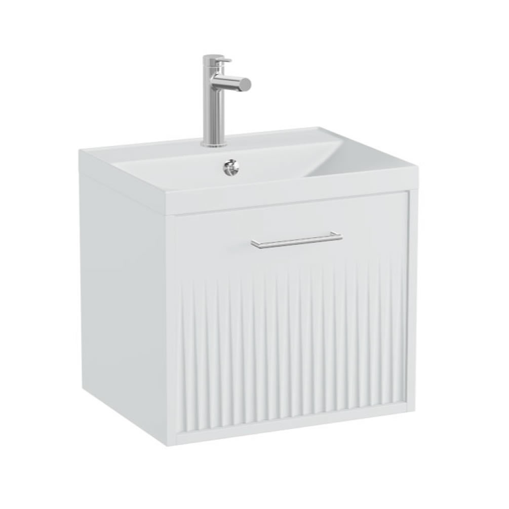 Vado Safari Fluted 500mm Arctic White Wall Hung Vanity Unit & Mineral Basin