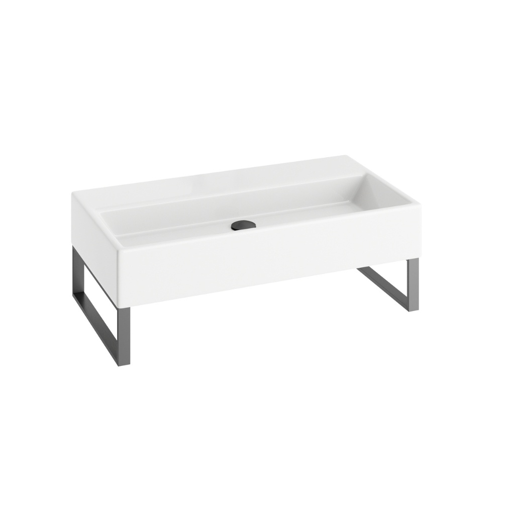 Product Cut out image of the Abacus Concept Pure 800mm Basin with Anthracite Towel Hangers with no tap holes