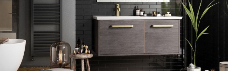 Close up product lifestyle image of Crosswater Arena 1000mm Steelwood Wall Hung Unit and Basin