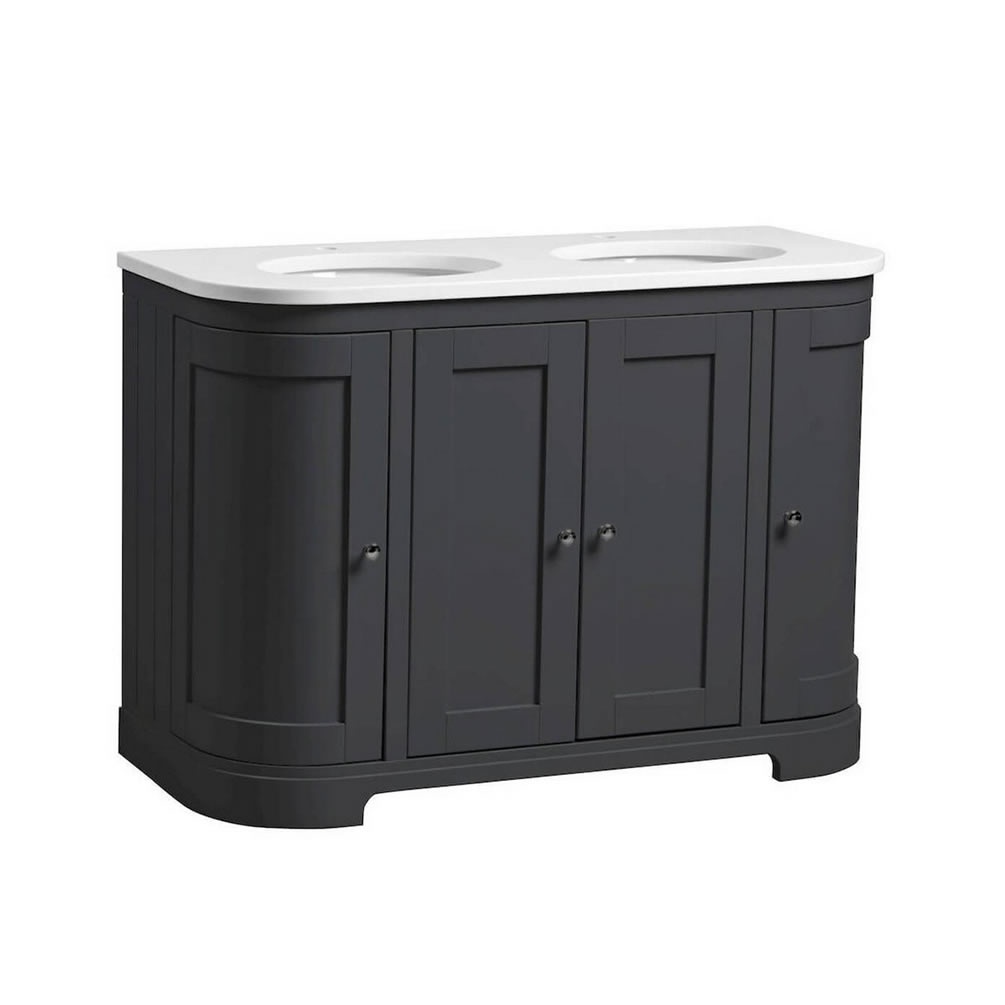Tavistock Lansdown 1200mm Matt Dark Grey Curved Undermount Double Basin Unit & Worktop
