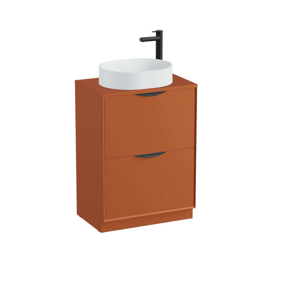 Vado Safari Smooth 600mm Terracotta Floorstanding Vanity Unit & Worktop