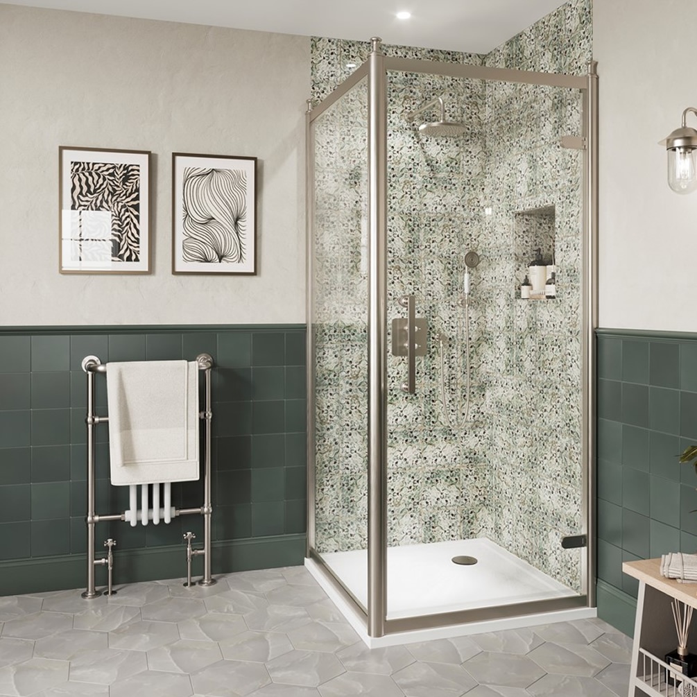 Burlington Classique 1909 900mm Brushed Nickel Hinged Shower Door