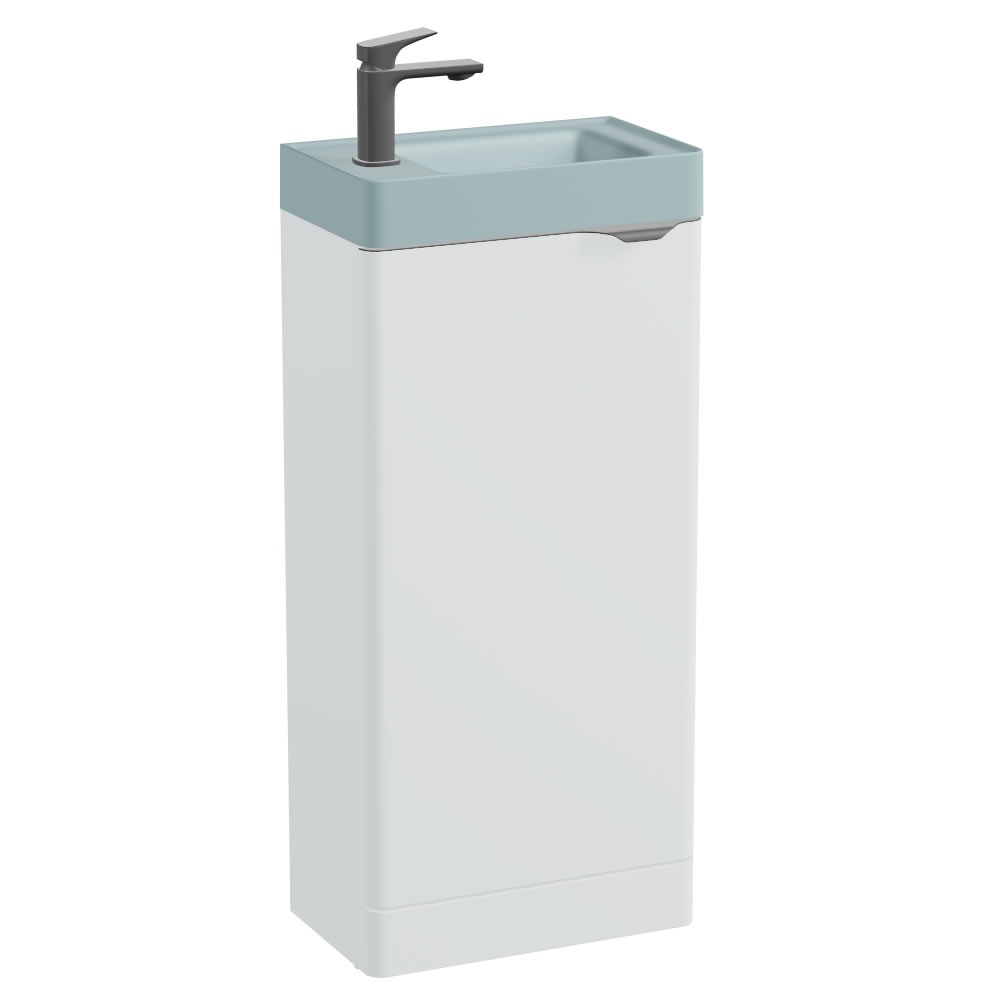Vado Cameo 400mm White Gloss Vanity Unit & Cove Blue Basin - Left Hand