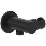 Cutout image of Villeroy & Boch Universal Matt Black Round Shower Holder & Outlet