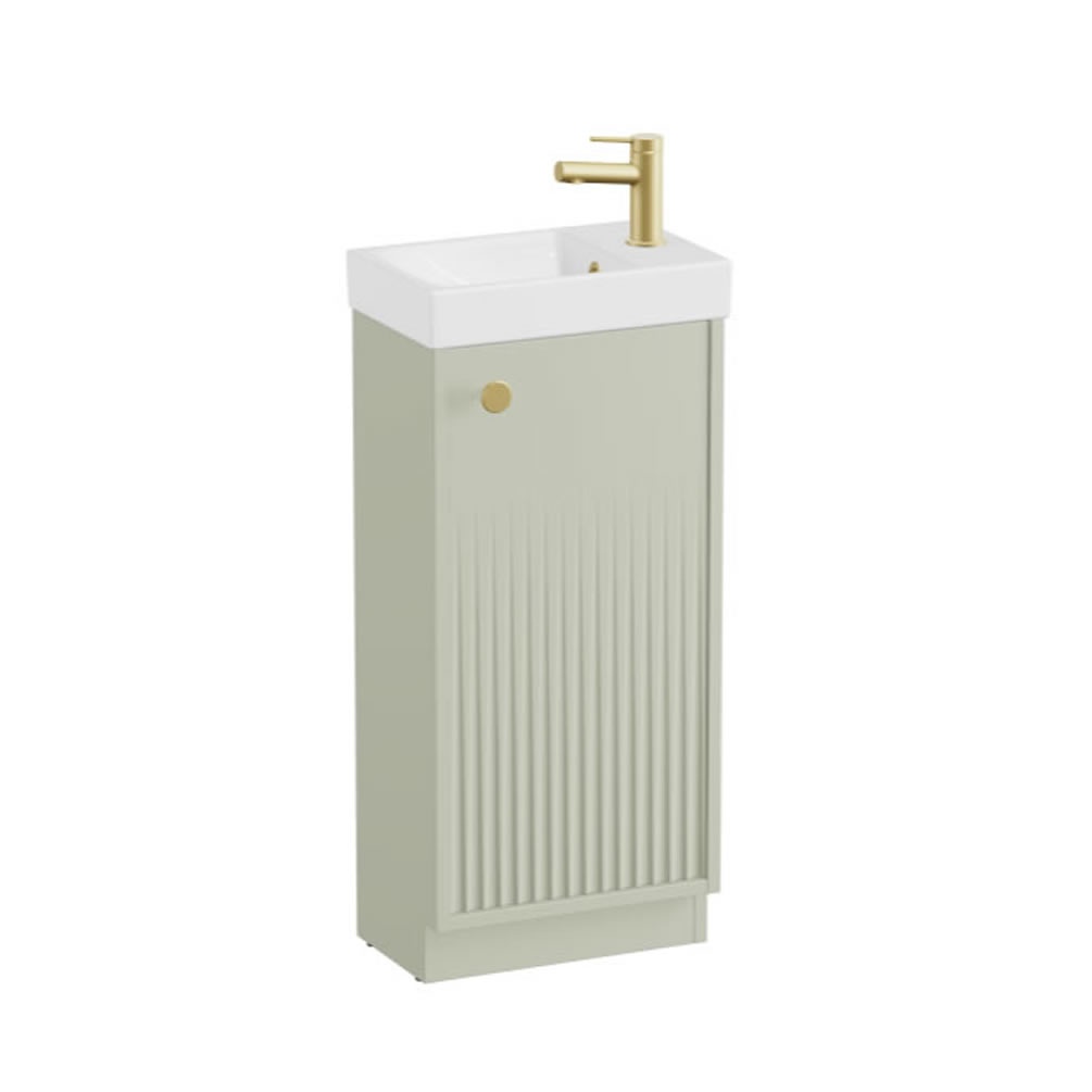 Vado Safari Fluted 400mm Sage Green Floor Mounted Cloakroom Vanity Unit & Basin