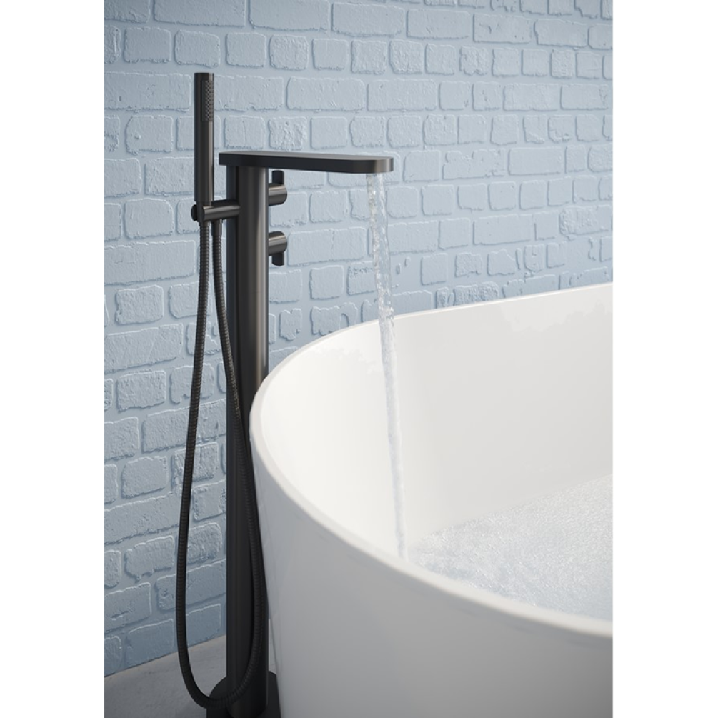 Photo of Crosswater Wisp Matt Black Floor Standing Bath Shower Mixer with Kit Lifestyle Image