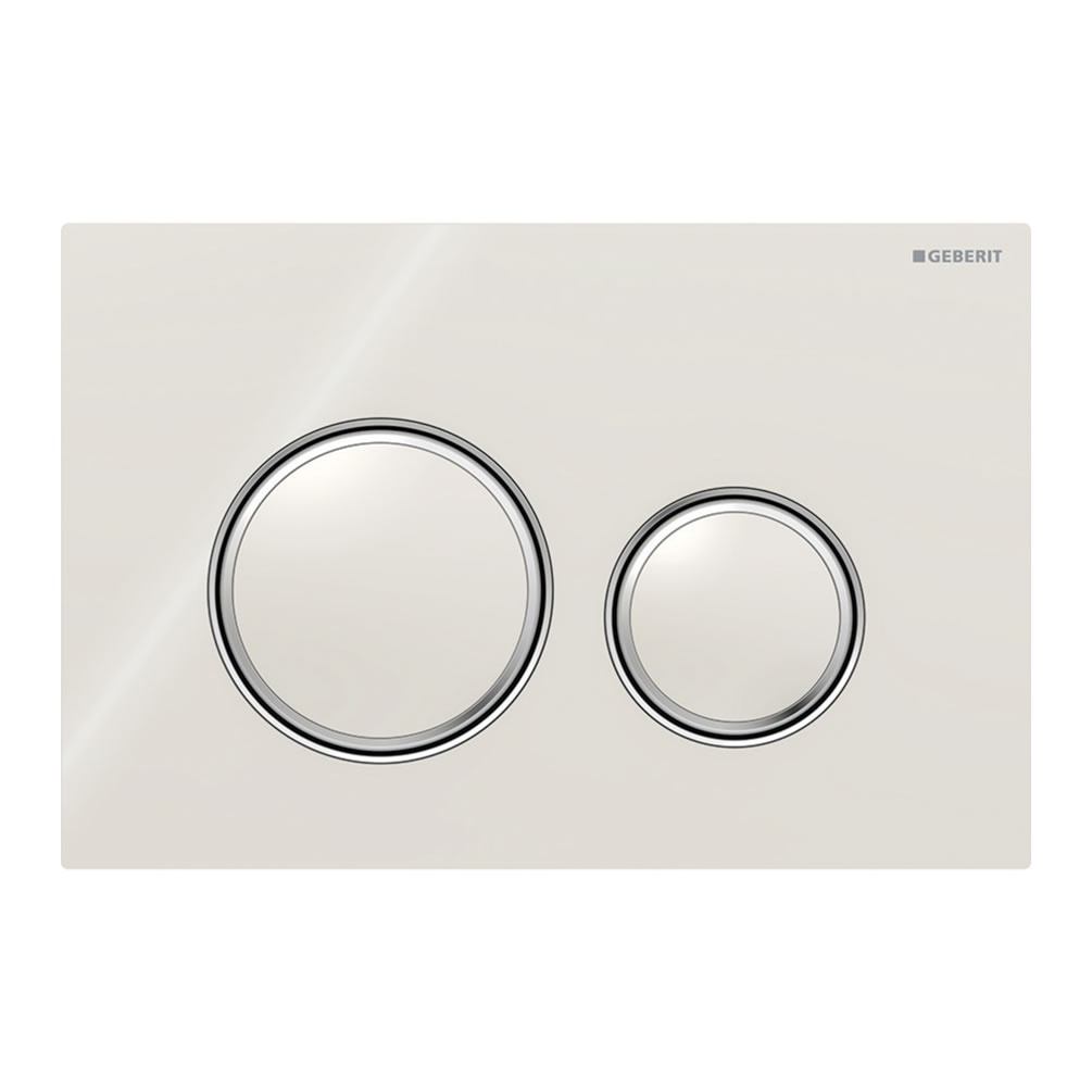 Cutout image of Geberit Sigma50 Round Sand Grey Glass Dual Flush Plate