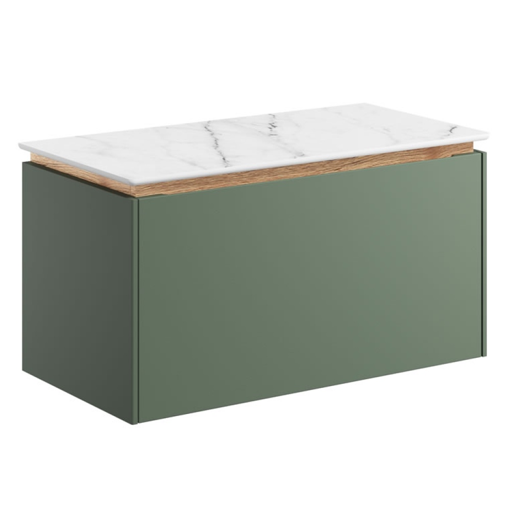 Cutout image of Crosswater Mada 700mm Sage Green Wall-Hung Vanity Unit & Worktop