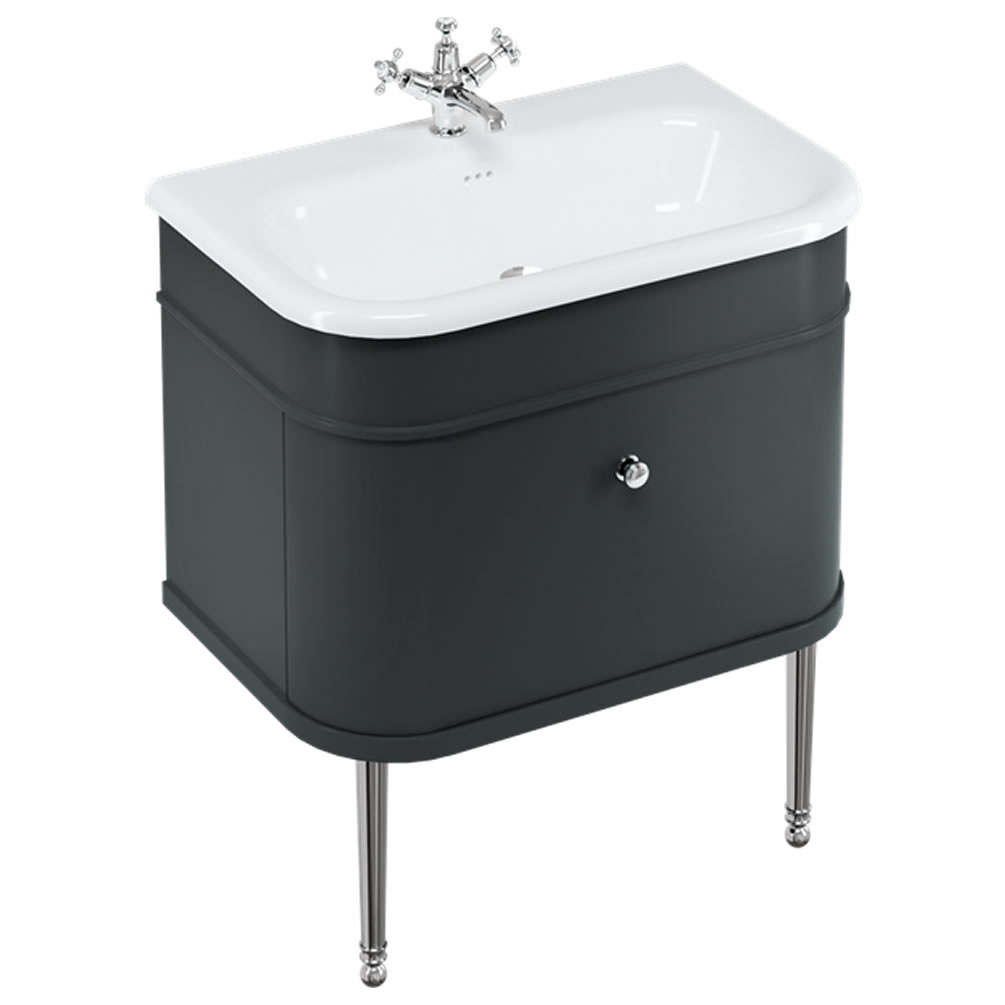 Burlington Chalfont 750mm Basin With Matt Black Unit & Chrome Legs