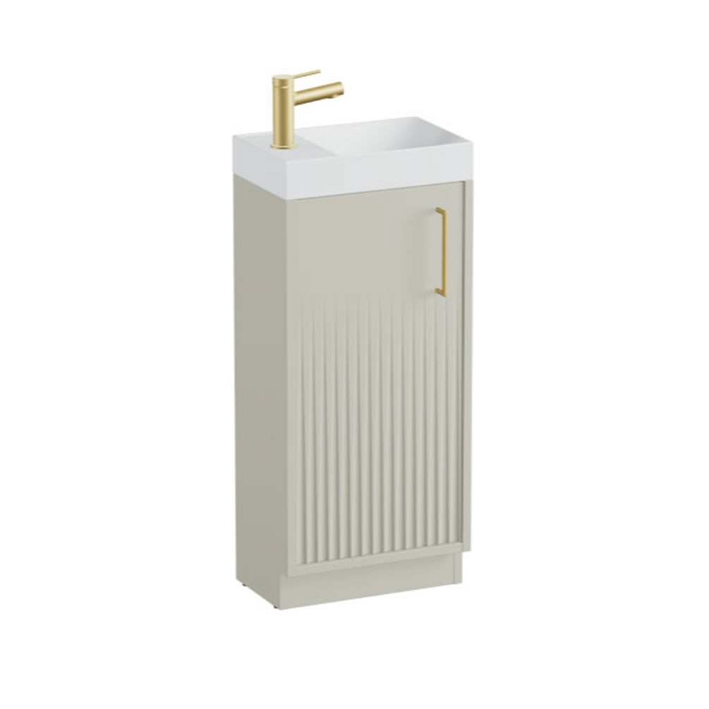 ado Safari Fluted 400mm Cashmere Floor Mounted Cloakroom Vanity Unit & Arctic Basin