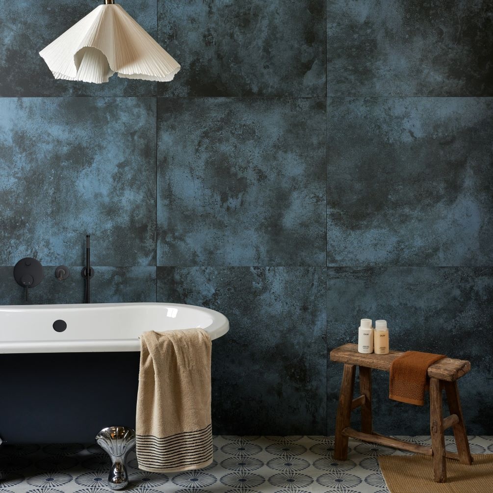 Lifestyle image of Ca Pietra Chemistry Denim walls & floor tiles