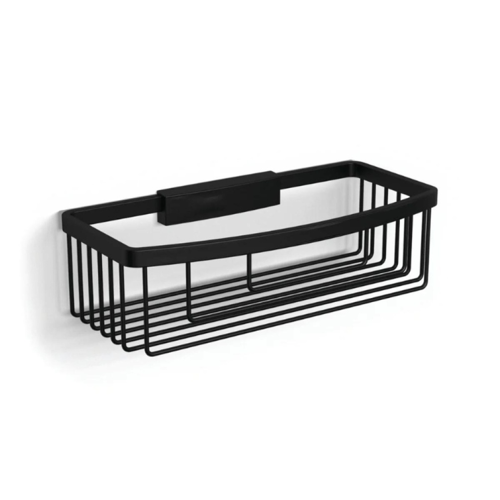 Product Cut out image of the HIB Matt Black Wire Shower Basket