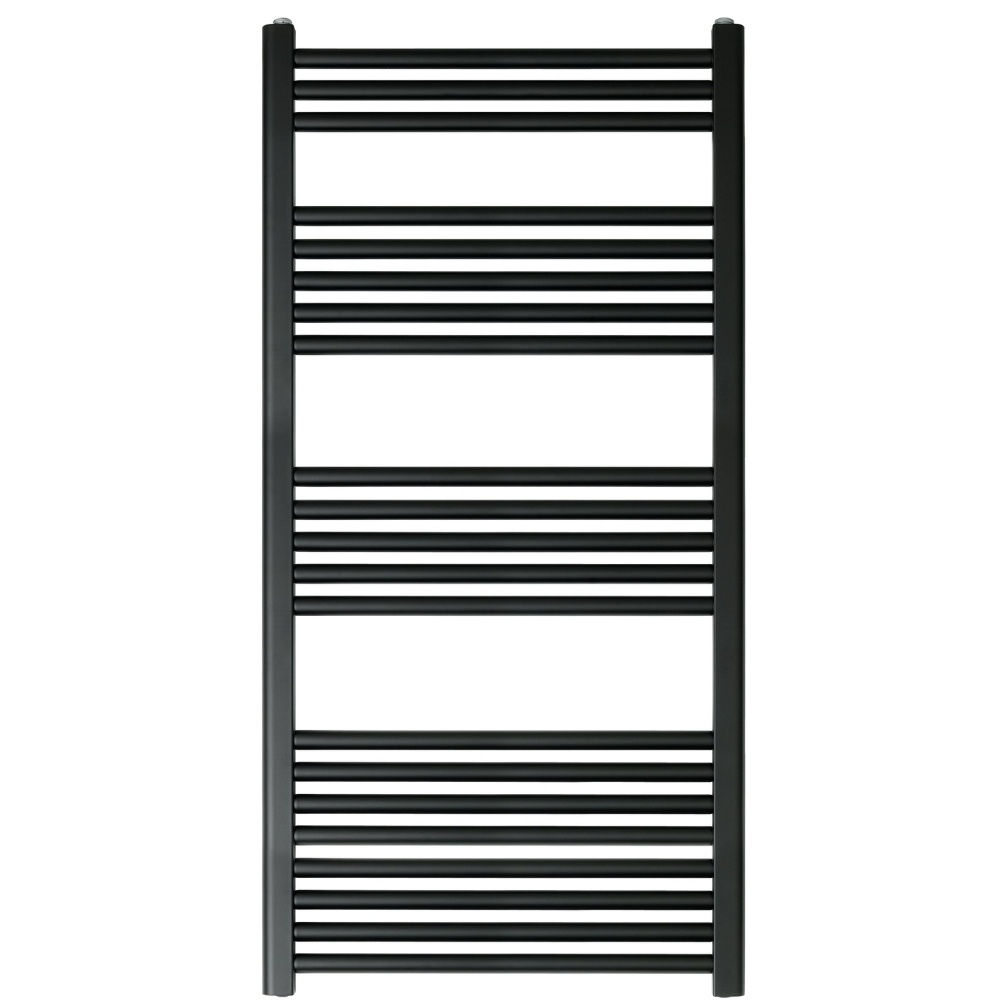 JTP Vos Matt Black 1200mm x 600mm Heated Towel Radiator Cut Out
