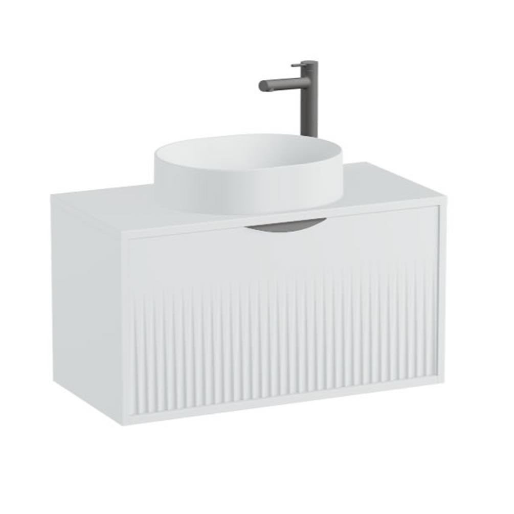 Vado Safari Fluted 1000mm Arctic White Wall Hung Vanity Unit & Arctic Worktop