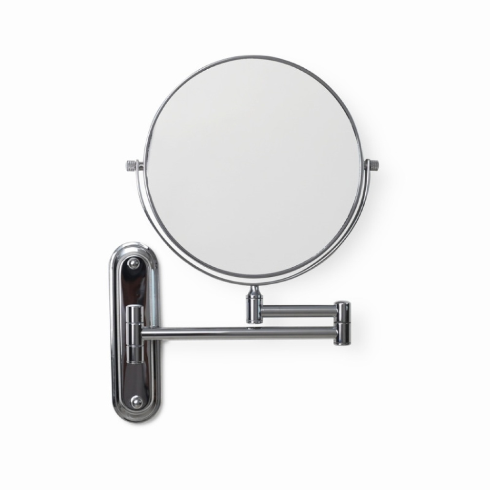 Product Cut out image of the Origins Living Taylor Chrome Reversible 5X Magnifcation Wall Mirror