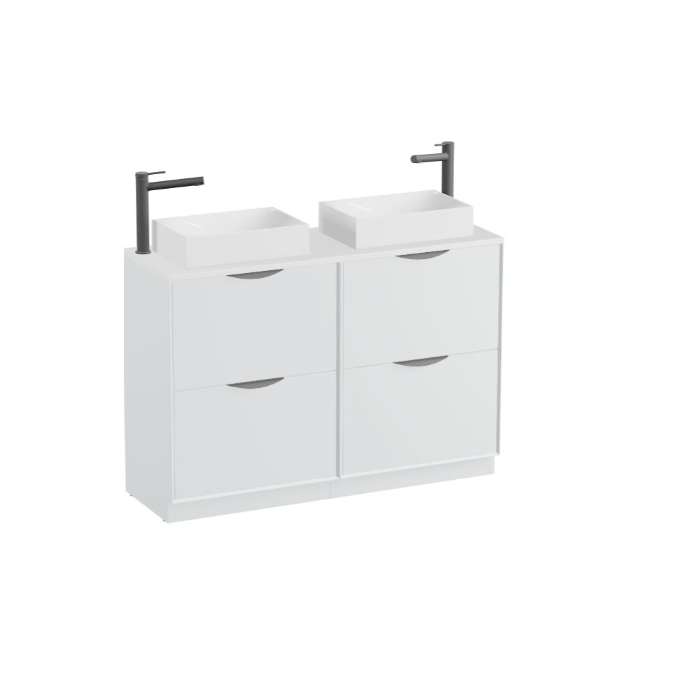 Vado Safari Smooth 1200mm Arctic White Floorstanding Vanity Unit & Gloss White Worktop