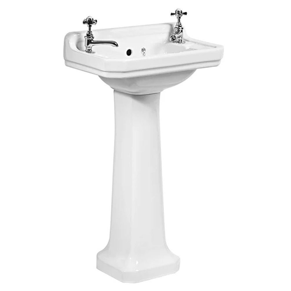 Product cut out image of the Tavistock Vitoria 500mm 2 Tap Hole Cloakroom Basin & Pedestal