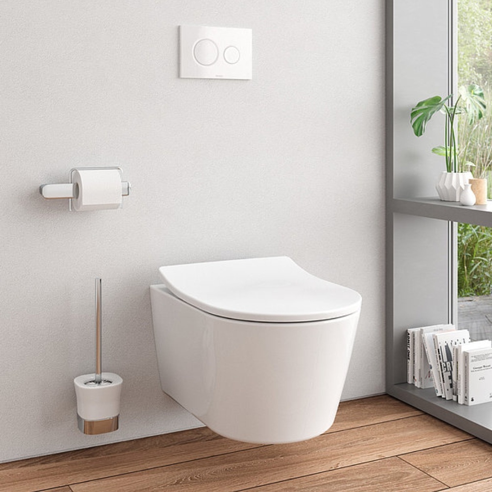 Lifestyle image of the TOTO RP Wall Hung Rimless Toilet