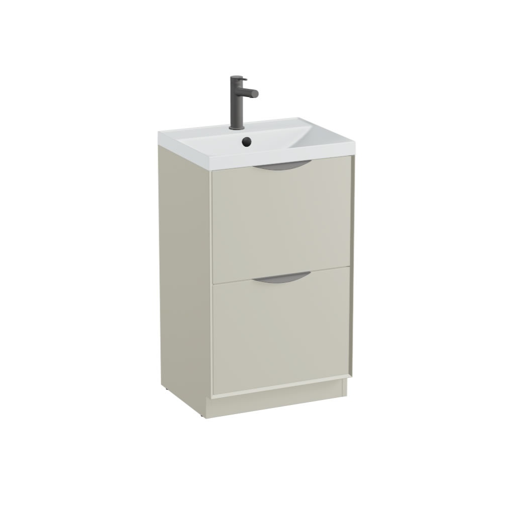 Vado Safari Smooth 500mm Cashmere Grey Floor Mounted Vanity Unit & Mineral Basin