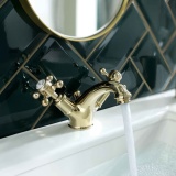 JTP Grosvenor Cross Polished Gold Basin Mixer - Image 1