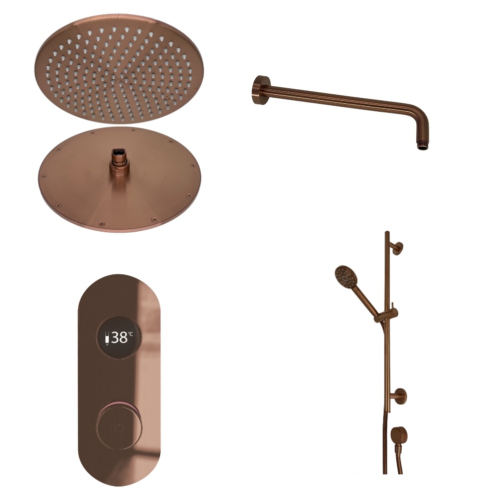 Ted togo Brushed Bronze Oval Valve Wall Arm Cut Out