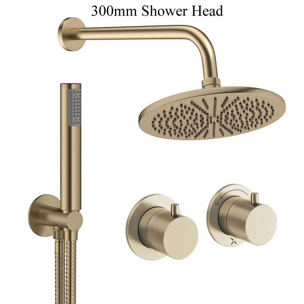 Cutout image of Crosswate Module Brushed Brass Dual Outlet Rainfall Shower Set