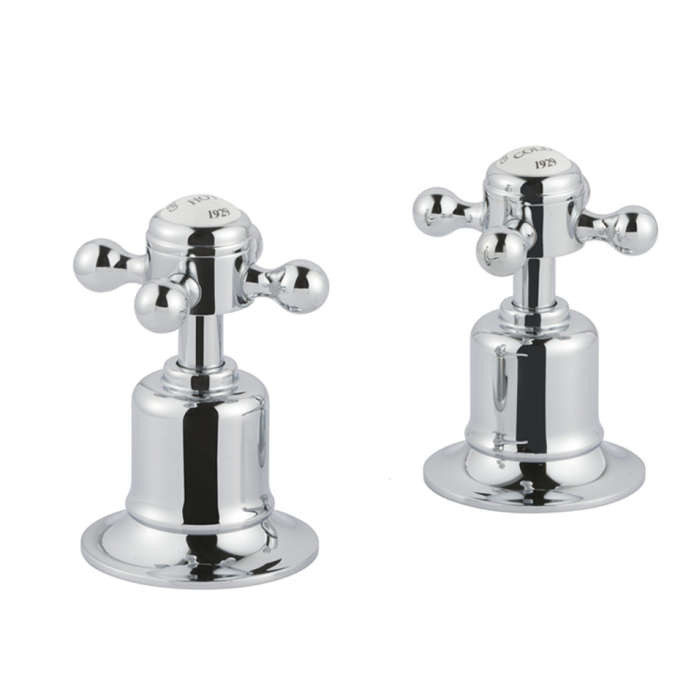 Photo of JTP Grosvenor Cross Chrome Deck Mounted Panel Valves - White Indices