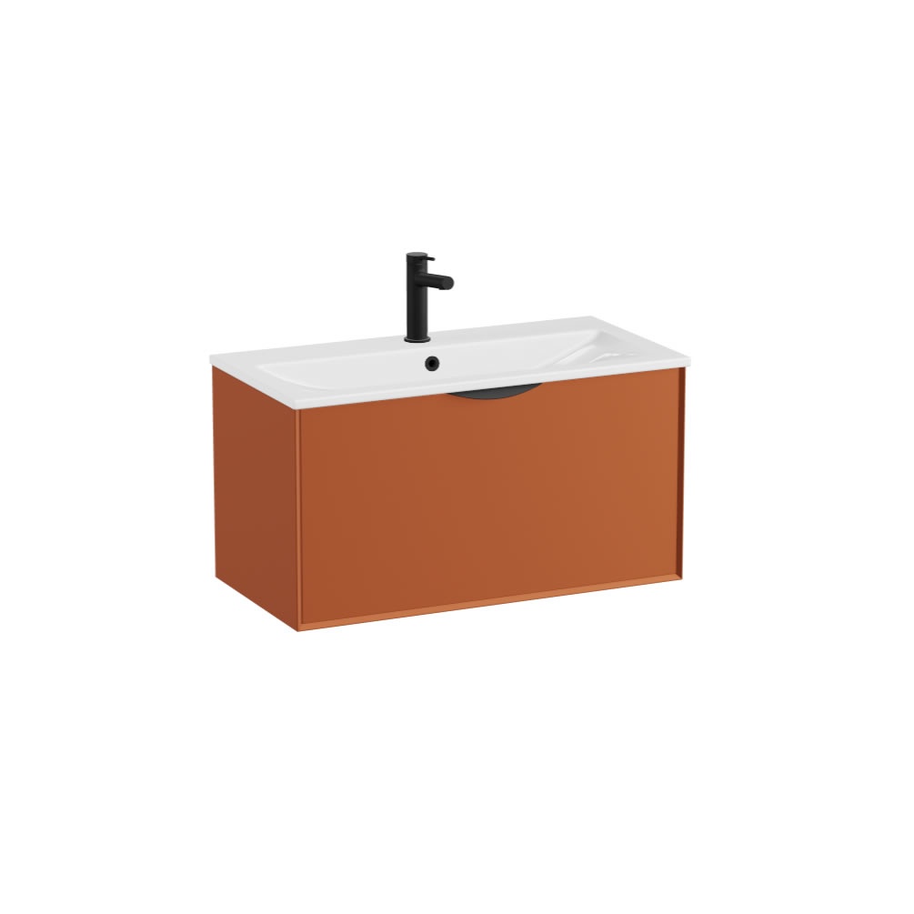 Vado Safari Smooth 800mm Terracotta Wall Hung Vanity Unit & Ceramic Basin