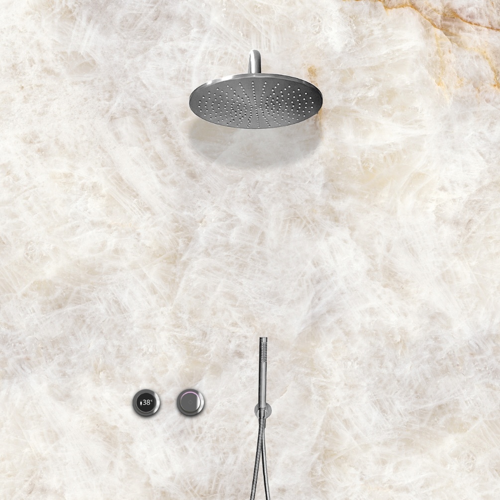 TED TOGO Chrome Dual Outlet Digital Rainfall Shower Set Lifestyle 1