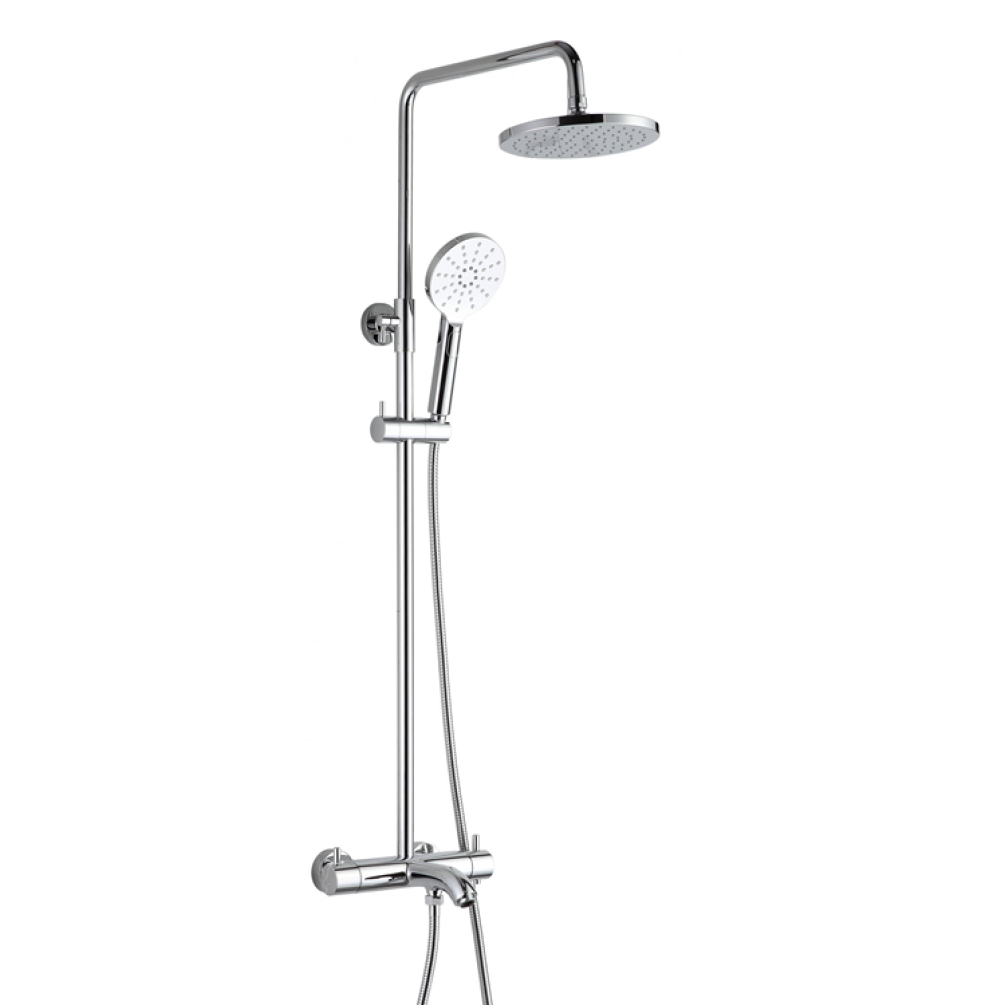 Photo of JTP Vos Chrome Adjustable Overhead Shower with Handset & Bath Spout Cutout