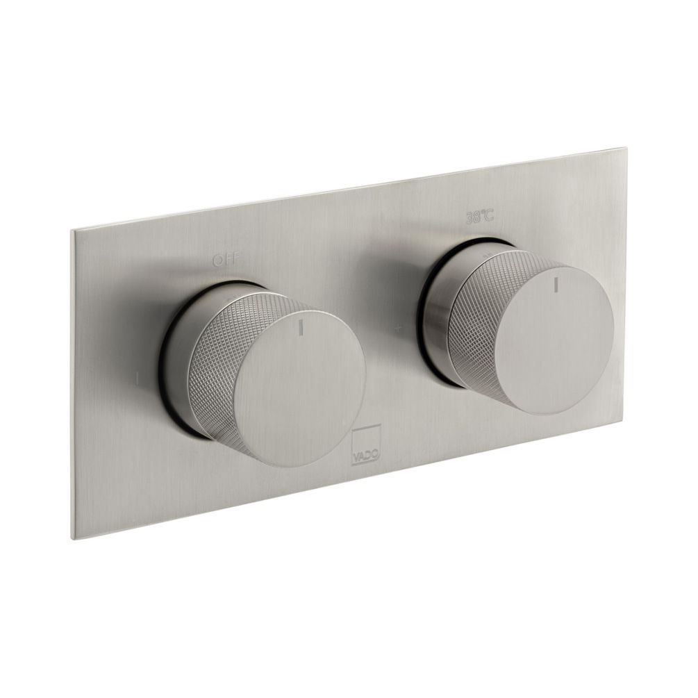 Cutout image of Vado Individual Knurled Accents Brushed Nickel Dual Outlet Shower Valve