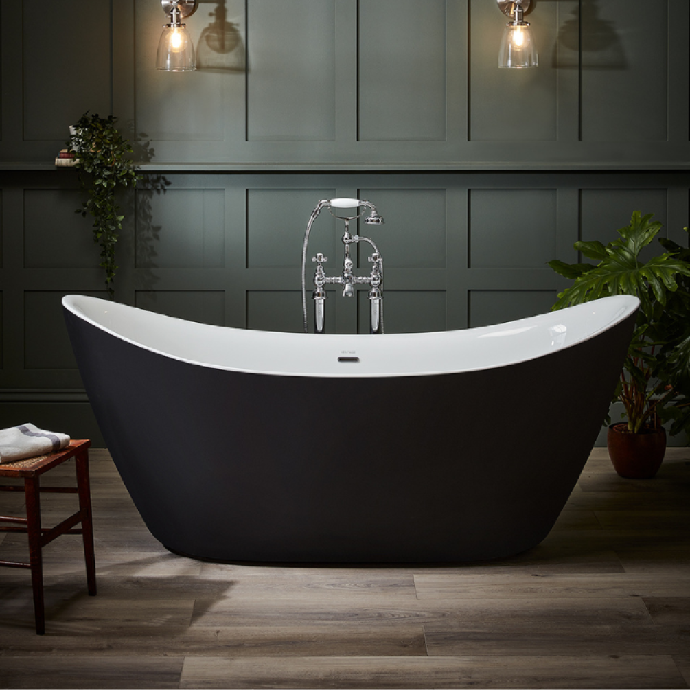 Heritage Osterley Matt Black Double Ended Freestanding Bath