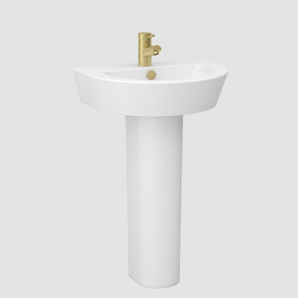 Imex Arco Full Pedestal Basin Brushed Brass Cut Out