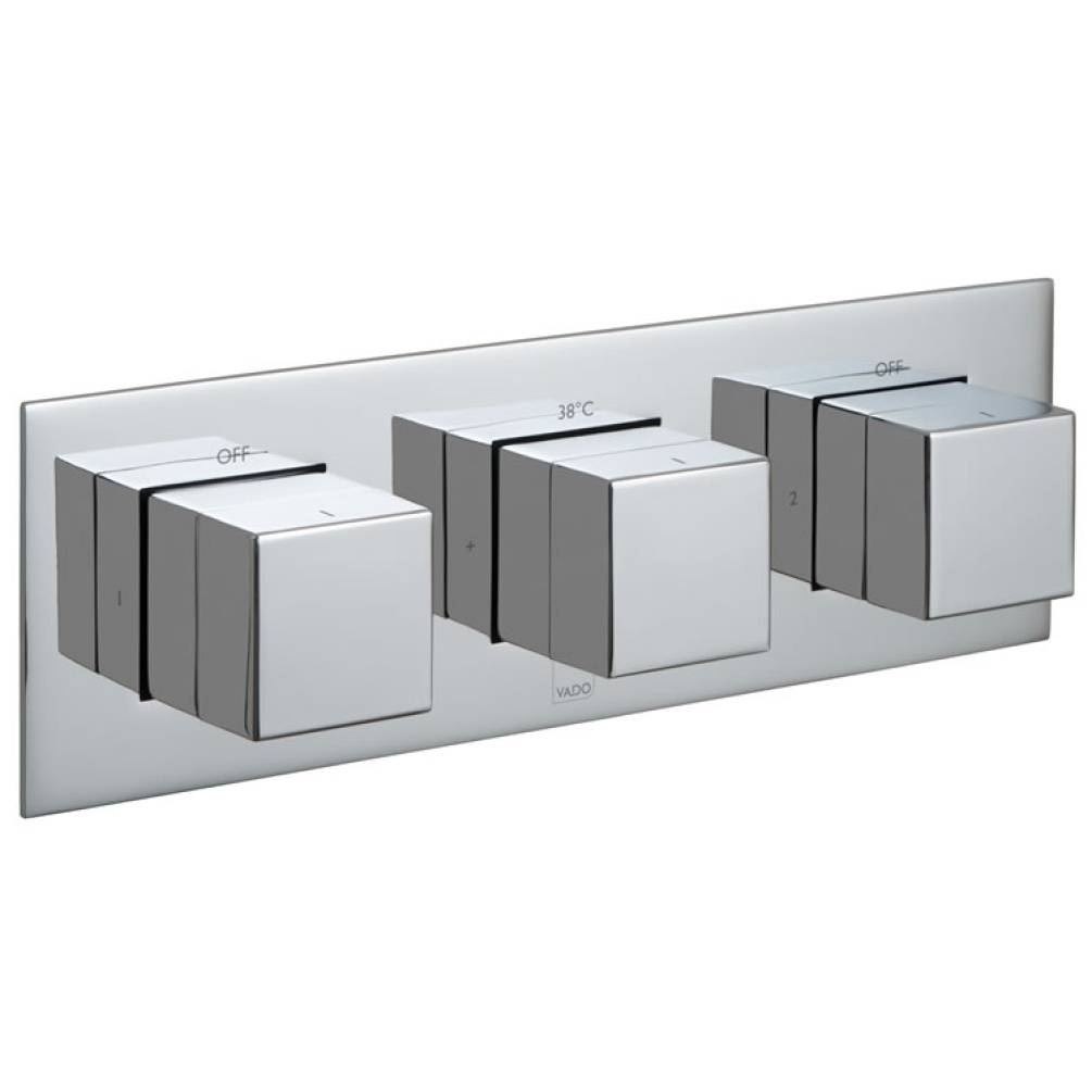 Cutout image of Vado Notion 2 Outlet, 3 Handle Thermostatic Valve.
