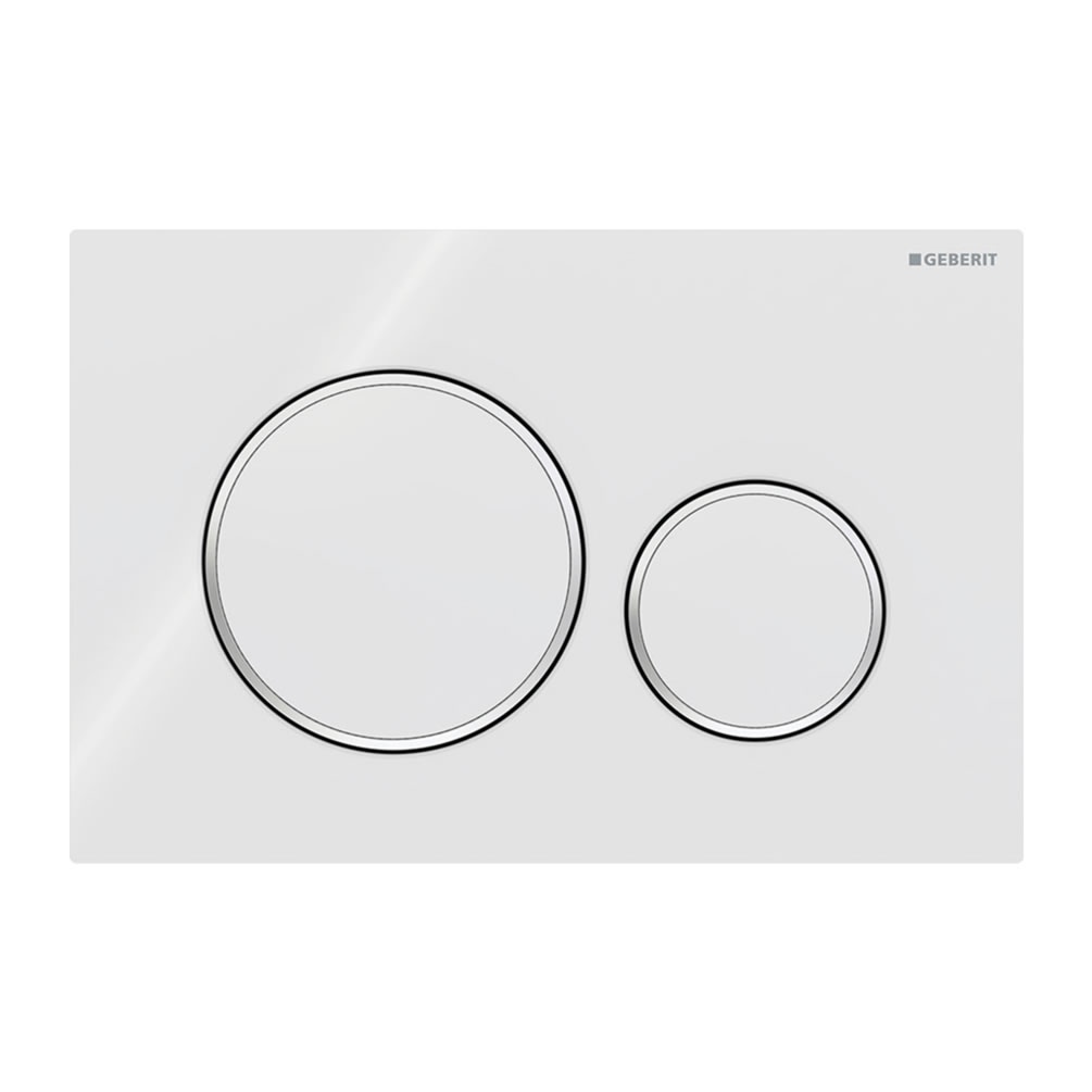 Cutout image of Geberit Sigma20 Round White / Gloss Chrome / White Dual Flush plate