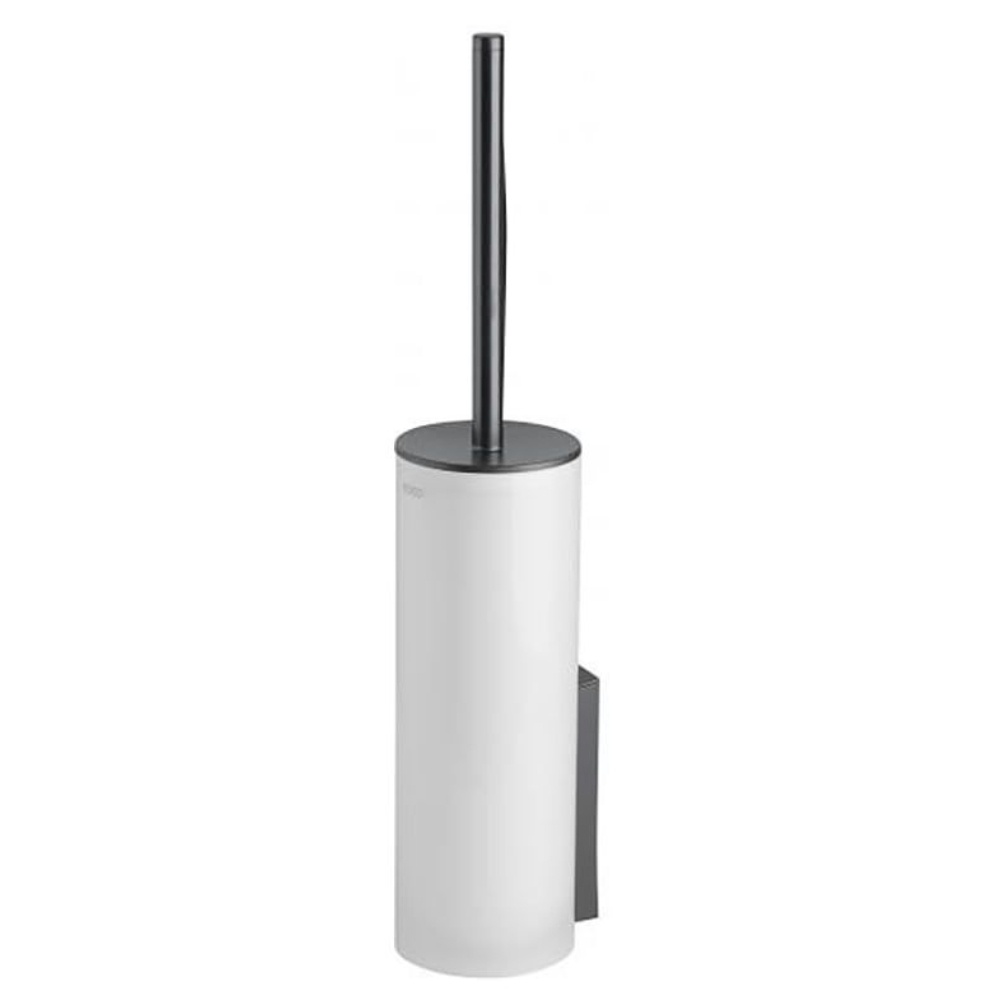 Product Cut out image of the Keuco Edition 400 Brushed Black Chrome Toilet Brush Set 11564 139000